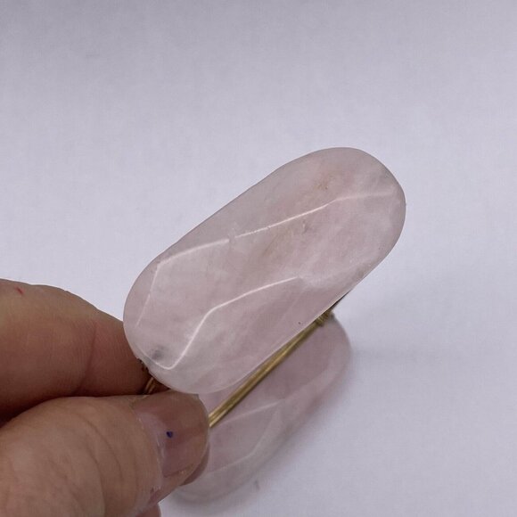 Bourbon & Bowties Pink Gemstone Wire Wrapped Bangle Bracelet Gold Tone - Picture 4 of 5